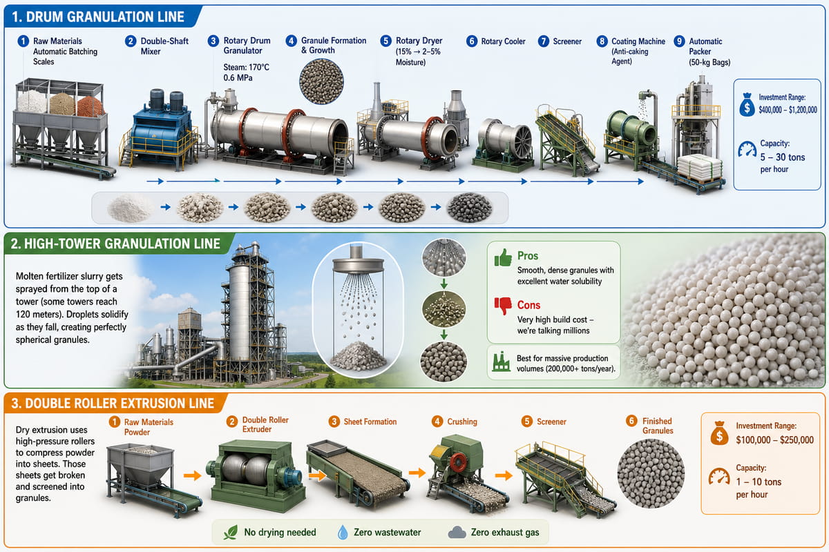 3 Types of NPK Compound Fertilizer Production Lines